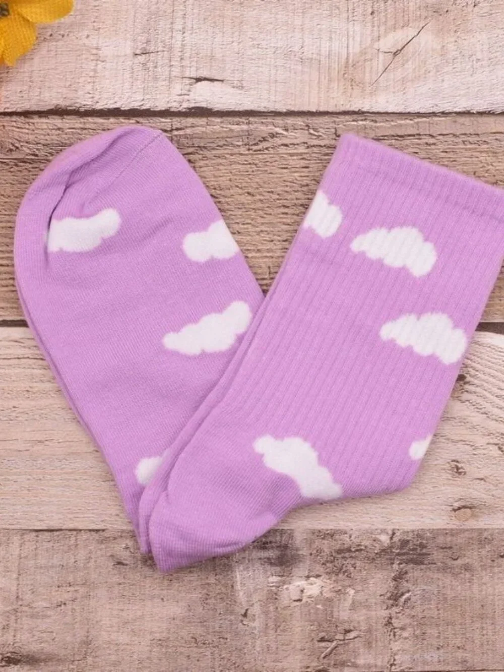 Dreamy Clouds Crew Socks White on PInk to Purple Orchid Shade Gift Packaged